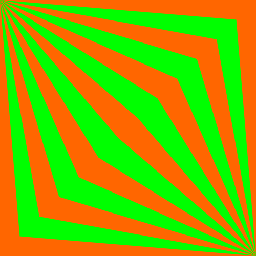 Bild mit orangenen und grünen Streifen