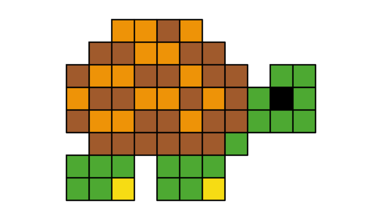 Eine Schildkröte in der Stilrichtung Pixel-Art