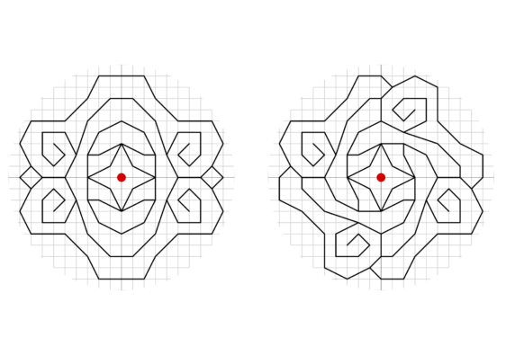 Der Unterschied zwischen der Drehsymmetrie und der Achsensymmetrie (hier Doppelspiegelung)