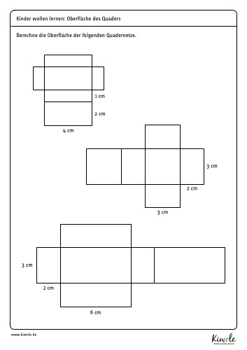 Arbeitsblatt "Quaderoberfläche berechnen"