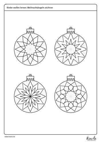 Lösungen zum Arbeitsblatt "Weihnachtskugeln zeichnen mit dem Fineliner"