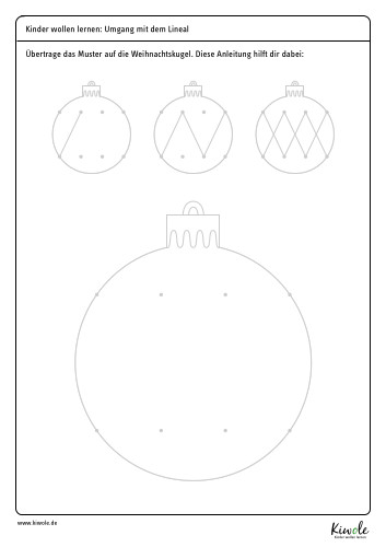 Arbeitsblatt "Christbaumkugeln zeichnen mit dem Lineal"