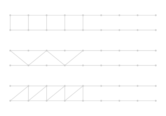 Bandornamente, die mit Hilfe eines Lineals fortgeführt werden können