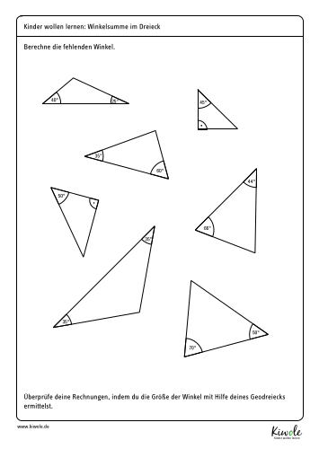 Arbeitsblatt "Die Winkelsumme im Dreieck"