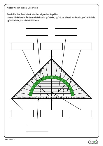 Arbeitsblatt zu den Fachbegriffen des Geodreiecks