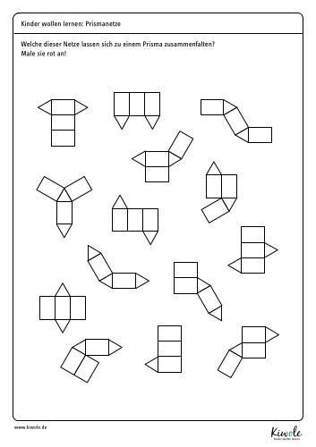 Arbeitsblatt "Prismanetz": Finde alle Netze des Prismas.