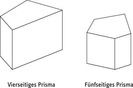 Ein vierseitiges Prisma und ein fünfseitiges Prisma