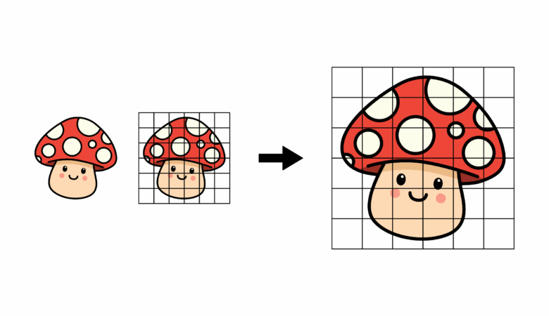 Eine Pilz-Illustration mit Hilfe der Rastermethode vergrößern