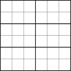Blanko Raster für ein 6x6 Sudoku