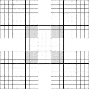 Blanko Raster für ein Samurai-Sudoku