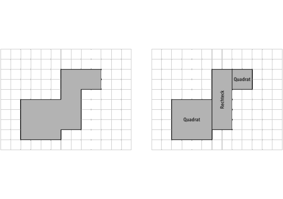 Eine zusammengesetzte Fläche kann in Teilflächen zerlegt werden