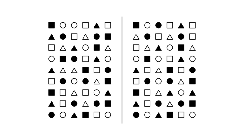 Bei diesem Rätsel sollen die Symbole miteinander vergleichen werden und Unterschiede festgestellt werden