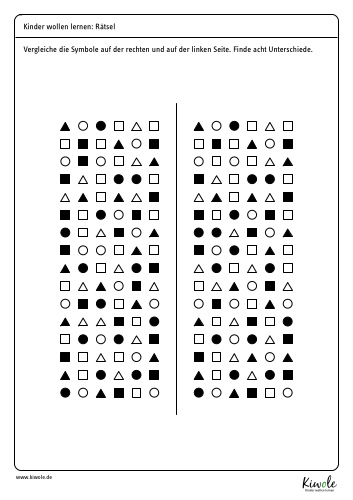 Arbeitsblatt Logikrtäsel: Finde die acht Unterschiede