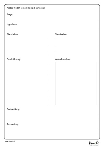 Ein blanko Versuchsprotokoll zum Ausdrucken