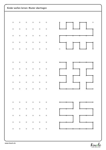 Arbeitsblatt "Muster übertragen" in der Version für Linkshänder