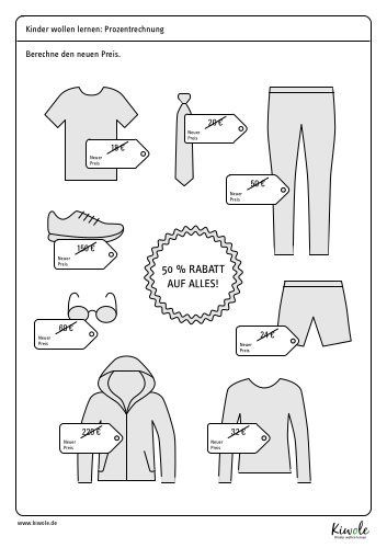 Arbeitsblatt "Einführung Prozentrechnung – Rabatte und Preisnachlässe"