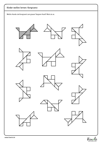 Arbeitsblatt "Kongruenz mit dem Tangram-Hund"